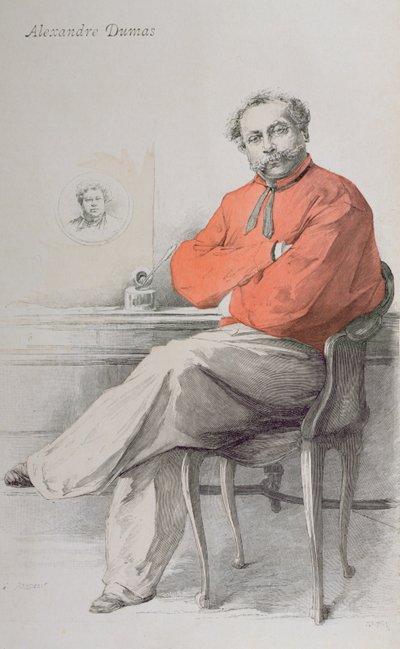 Alexandre Dumas Fils, Illustration from La revue Illustree, 1st August, 1888 by French School