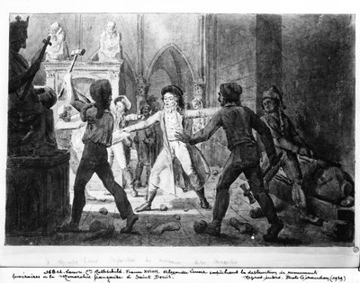 Alexandre Lenoir opposing the destruction of the royal tombs of the French monarchy in the Church of Saint-Denis by French School