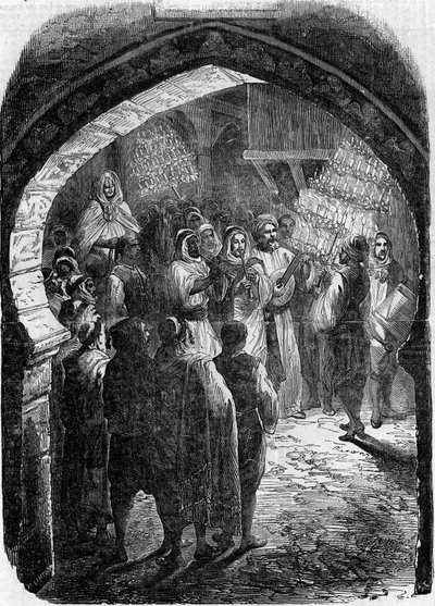Algerian custom - wedding: torchlight walk on wedding night in the streets of Tlemcen in Algeria by French School