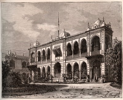 Algiers - Palais du Gouverneur in Mustapha - engraving in La France illustree: geographie, histoire, administration statistique by V.A. Malt-Brown. 1884 by French School