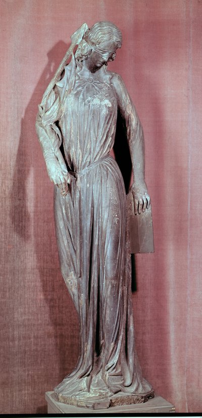Allegorical figure of The Synagogue, from the south transept portal of Strasbourg cathedral, c.1230 by French School