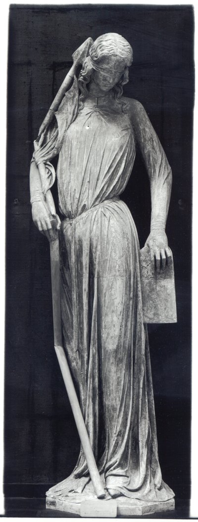 Allegorical figure of The Synagogue, from the south transept portal of the cathedral by French School
