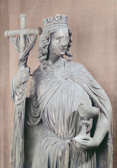 Allegorical figure of the church holding a chalice and the labarum (detail) by French School