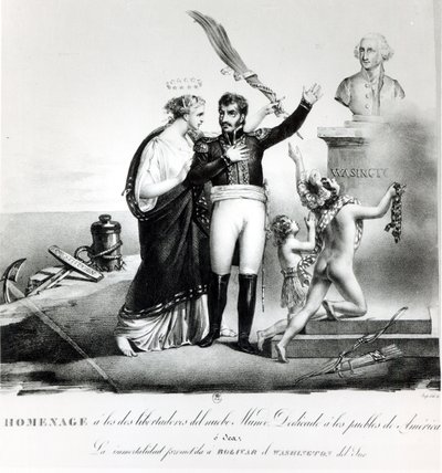 Allegorical portrait of General Simon Bolivar (1783-1830) c.1840 by French School