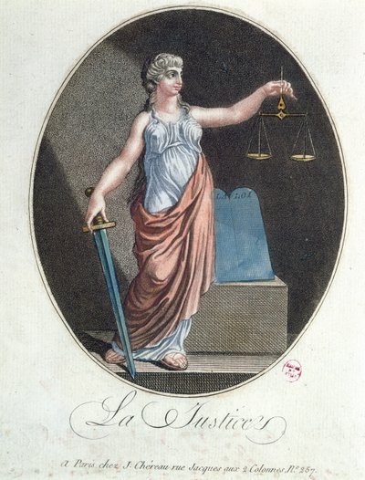 Allegory of Justice, published by J. Chereau, Paris, 1792 by French School
