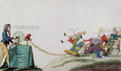 Allegory of the French Revolution removing all thrones of the crowned robbers by French School