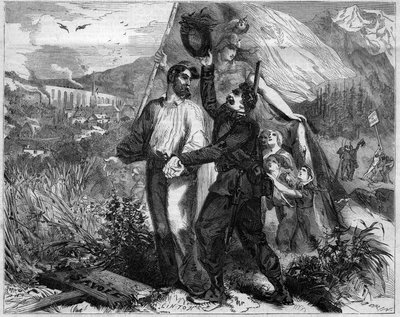 Allegory of the Annexation of Savoy to France in 1860 - Engraving in 