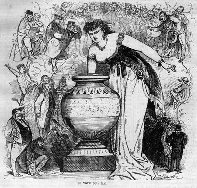 Allegory of the Plebiscite of 8 May 1870, Last Plebiscite Under the Second Empire - Engraving from 1870 by French School