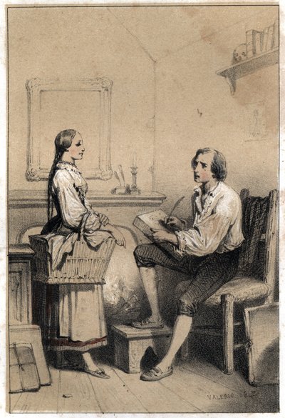 Alois Senefelder, a Czech poet and engraver, remains without a sheet of paper in a moment of anger and despair that led him to throw everything into the flames, wrote the note of the laundry by French School