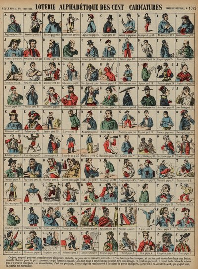 Alphabetical Lottery of a Hundred Caricatures by French School