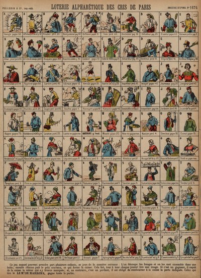 Alphabetical Lottery of the Cries of Paris by French School