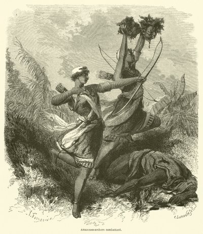 Amazon Archers Fighting (engraving) by French School