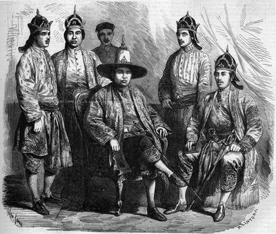 Ambassadors of Siam (Thailand) during their visit to Paris in 1858. Engraving in Le Monde Illustré n°49 of 20 March 1858. by French School