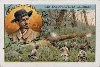 Ambush in the African Bush During an Expedition by the French Explorer Fernand Fourreau. Chromolithography of the 19th Century by French School