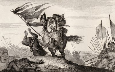 An 8th century French knight in battle, from 