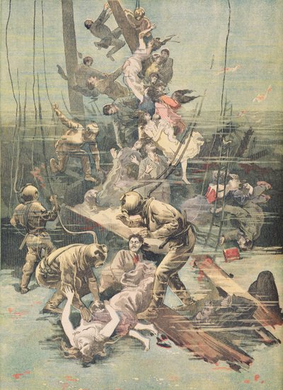 An Accident in Santander, Divers Looking for the Bodies of the Victims, illustration from 