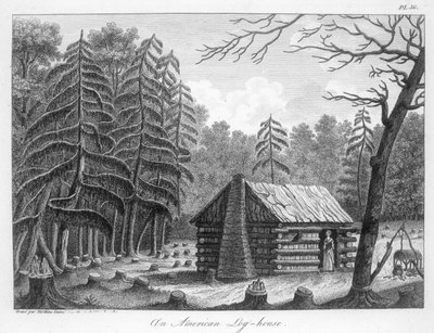 An American Log-House, Engraved by Tardieu by French School