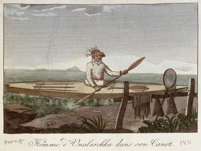 An Inhabitant of Unalaska Island in his Canoe, 1811 by French School