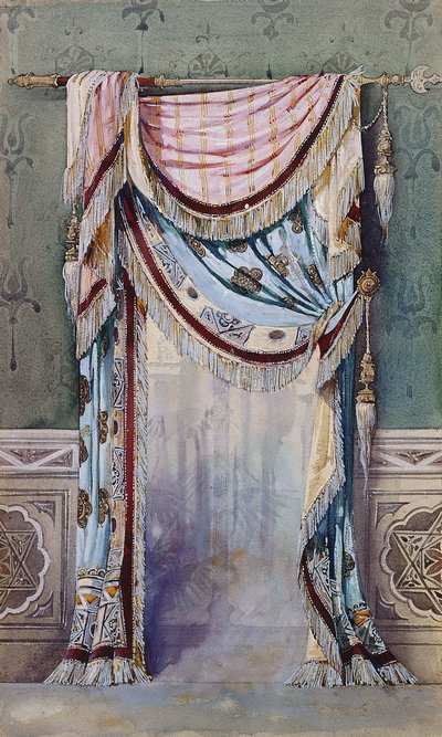 An Interior with a Curtain Design, c.1880 by French School