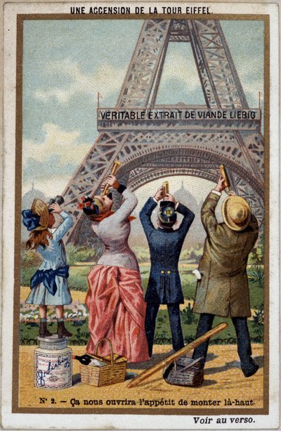 An Ascent of the Eiffel Tower: You Can See the Height of the Tower at the Long View by French School