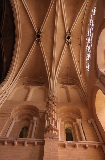 An interior view of the western-most bay in front of the rose window by French School