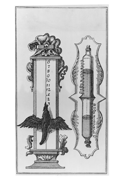 An old clepsydras, illustration from a copperplate engraving by French School