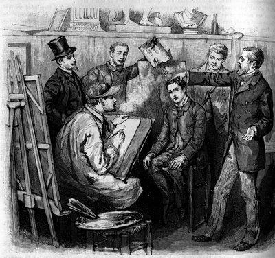 Analysis of a phrenologist on a candidate in an art school in Paris. Engraving in the illustrious journal 