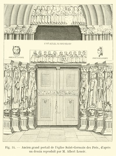 Old grand portal of the Saint-Germain des Pres church, after a drawing reproduced by M Albert Lenoir by French School