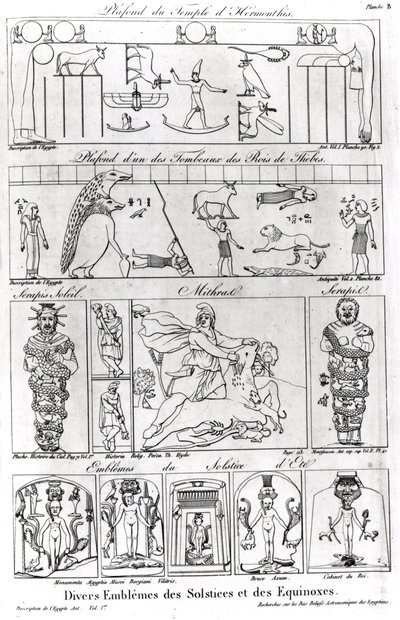 Ancient Egyptian and Persian religious and astronomical illustrations and symbols by French School