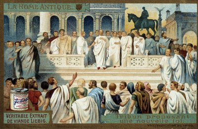 Ancient Rome: tribune proposing a new law - Liebig Chromolithography, c.1900 by French School