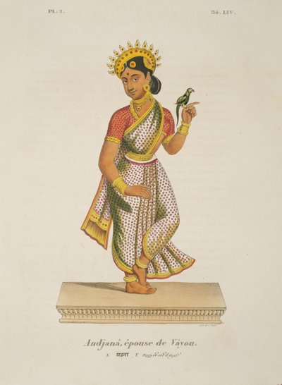 Andjana, wife of Vayu (engraved by C. de Motte) by French School
