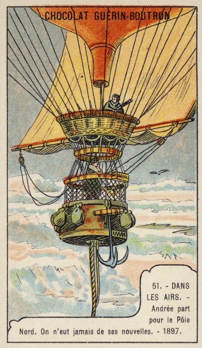 Andree setting out on his balloon flight to the North Pole by French School