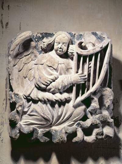 Angel Musician playing the Harp by French School