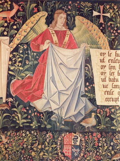 Angel holding the shroud (detail) from The Angels Bearing Instruments of the Passion by French School