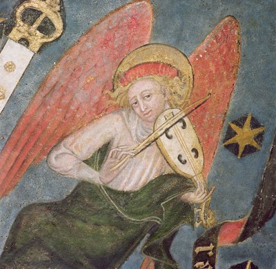 Angel musician playing a viol (detail) by French School
