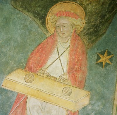 Angel playing a clavichord (detail) by French School