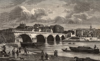 Angers - Maine-et-Loire in the region Pays de la Loire - engraving in France illustree: geography, history, statistical administration by V.-A. Malt-Brown. 1884 by French School