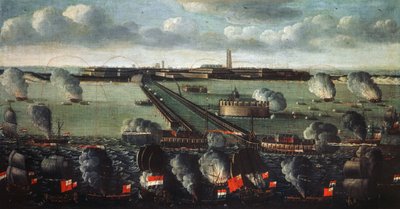 Anglo-Dutch Fleet Bombarding Dunkirk in 1695 by French School