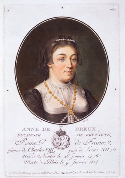 Anne de Dreux, Duchess of Brittany, from Portraits des grands hommes, femmes illustres, et sujets memorables de France by French School