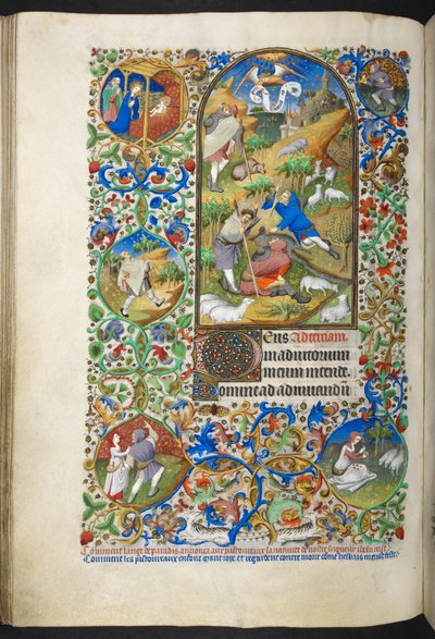 Announcement to the Shepherds, Add Ms 18850 f.70v Book of Hours (The Bedford Hours) c.1410-30 by French School