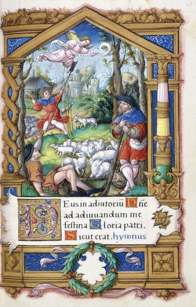 Annunciation to the Shepherds, from a Book of Hours made for Francois I, c.1532-1540 by French School