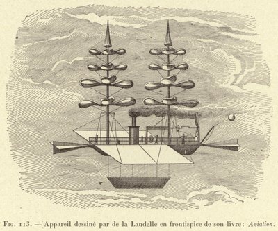 Apparatus Designed by de la Landelle in the Frontispiece of His Book: Aviation (engraving) by French School