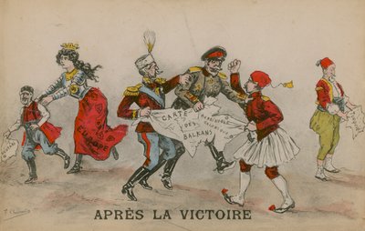 After the Victory, political cartoon about the Balkans by French School