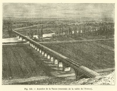 Vanne Aqueduct Crossing the Yonne Valley (engraving) by French School