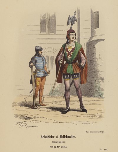Crossbowman and Halberdier, Burgundians, Late 15th Century by French School