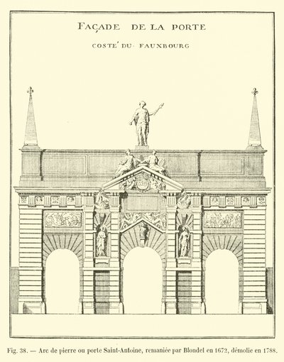 Stone Arch or Saint-Antoine Gate, Remodeled by Blondel in 1672, Demolished in 1788 by French School
