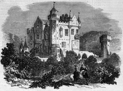 Architecture: exterior view of Abbotsford Castle (1824), where writer Walter Scott lived. Scotland by French School