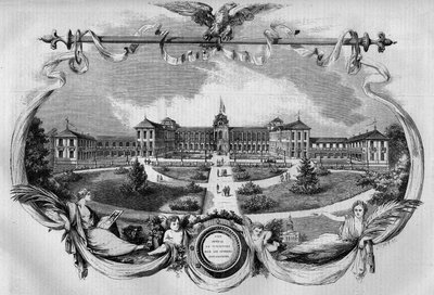 Architecture: Facade of the Hospital Known as Imperial Asylum of Vincennes for Convalescent Workers Inaugurated in 1857. Today Called the National Hospital of Saint Maurice, Saint Maurice (94). Engraving in Le Monde Illustré n°20 of 29 August 1 by French School