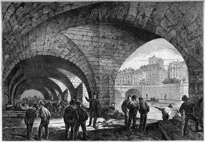 Architecture: view of the underground vault of the Quai de Gevres in Paris by French School