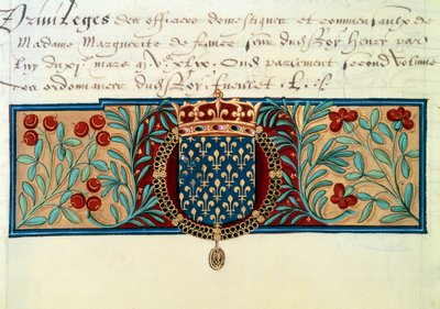 Arms of France (surrounded by the necklace of the Order of Saint Michel and surmounted by the royal crown) by French School